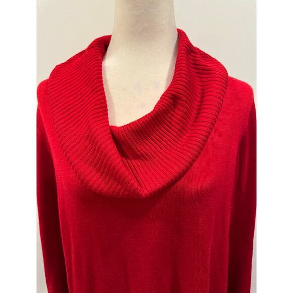 Calving Klein Red and Black Cow Neck Sweater - Size Large - Picture 3 of 8